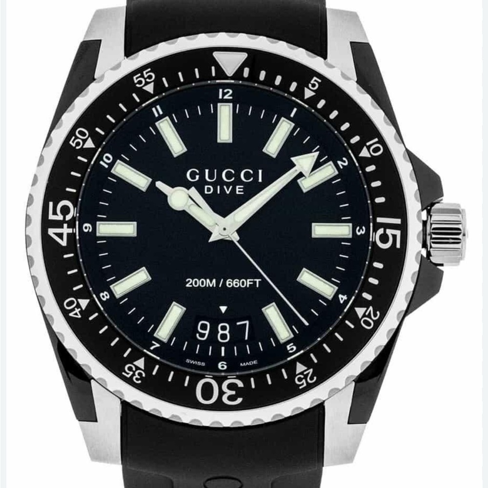 Beautiful Gucci Diver 45mm Luminous Rubber Strap Mens Watch 100% authentic🇮🇹!